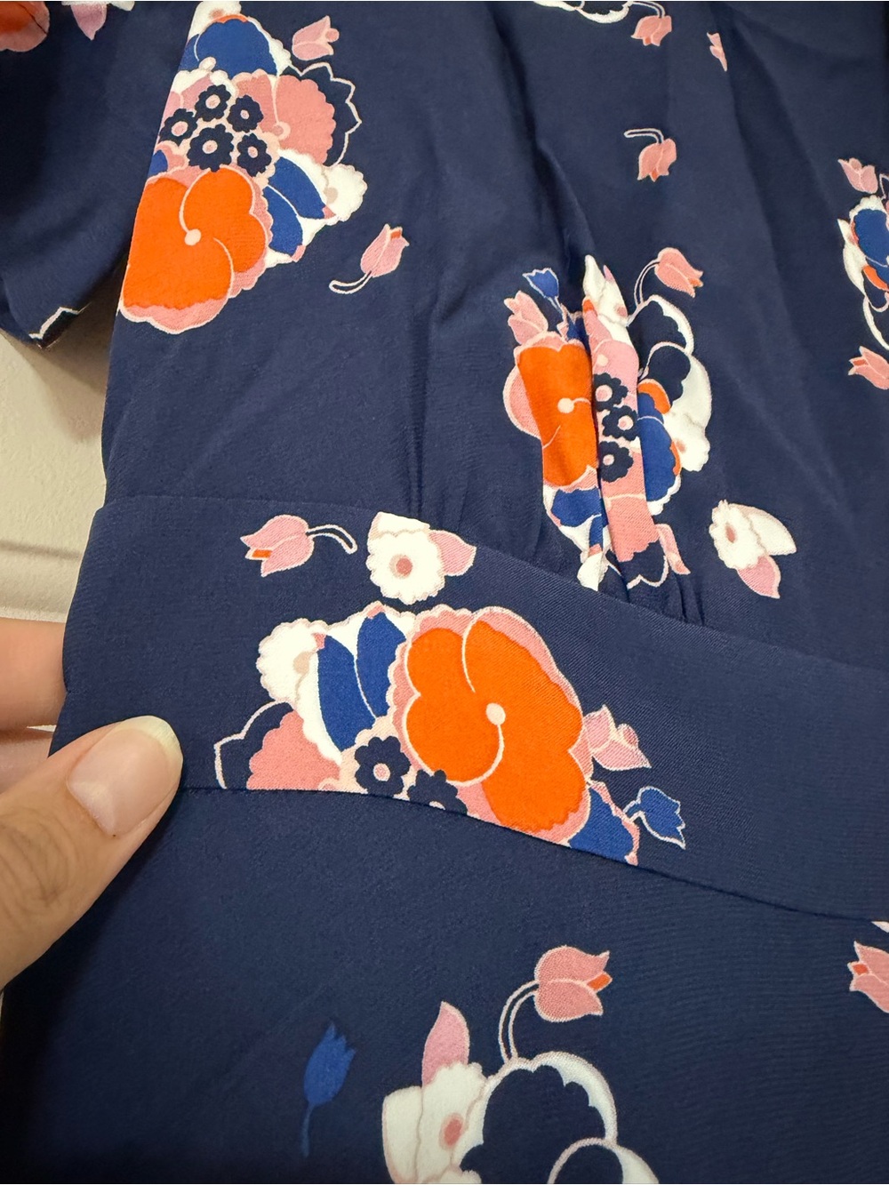 NWT Boden size 6 Navy Midi Dress with Orange and Pink Floral Print - Picture 2 of 9